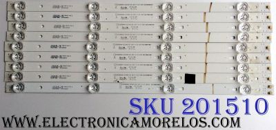 KIT DE LED´S PARA TV (9 PIEZAS) / INSIGNIA LED50D04A-ZC23AG-05 / LED50D04B-ZC23AG-05 / 2S1P*2 30350004002 / 4A1P 30350004001 / 180608A6 / 180610BA / E78030 94V-0 / PANEL T500HVN07.5 / MODELO NS-50D510NA1