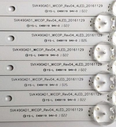 KIT DE LED´S PARA TV (8 PIEZAS) / TOSHIBA 	SVK490AD1 / SVK490AD1_WICOP_Rev04_4LED_20161129 / YS-L E469119 94V-0 / J0703T / PANEL`S K490WDRB / K490WDRA-LH300 / MODELO 49LF421U19 - Imagen 4