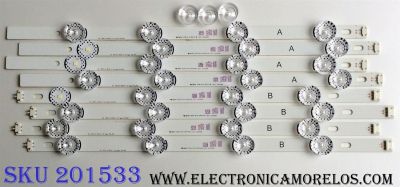 KIT DE LED´S PARA TV (8 PIEZAS) / LG 6916L-0884A / 6916L-0885A / DRT4.0 REV0 7 A-TYPE SVL400 / DRT4.0 REV0 7 B-TYPE SVL400 / 0884A / 0885A / 002S5B / 003S5B / MODELO 48LA5300-UA