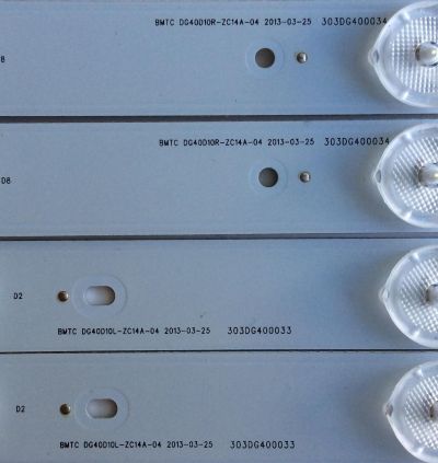 KIT DE LED´S PARA TV ( 8 PIEZAS) / 303DG400034 / 303DG400033 / E214887 / N93C-D / D21238 / 130724B3 / BMTC / DG40D10R-ZC14A-04 / DG40D10L-ZC14A-04 / PANEL / MODELO	 - Imagen 3