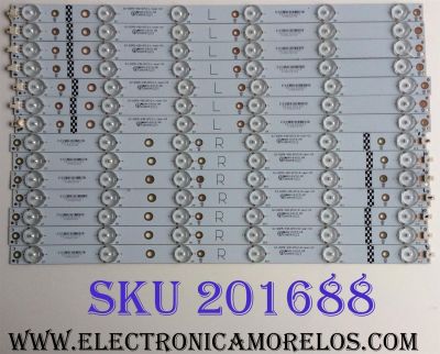KIT DE LEDS PARA TV VIZIO ORIGINAL 14 PIEZAS / NUMERO DE PARTE GJ-D2P5-430-D712-L-TEST-V3 / GJ-D2P5-430-D712-R-TEST-V3 / GJ-D2P5-430-D712-L-V3-CB / U-EHLC67U4 / PANEL TPT430H3-QVN01.U REV: S000A / MODELOS M43-C1 / M43-C1 LTTWSPAR / M43-C1 LTTWSPCR
