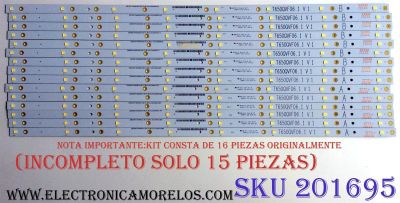 KIT DE LED'S PARA TV VIZIO / NOTA IMPORTANTE: KIT ORIGINALMENTE 16 PIEZAS ((INCOMPLETO SOLO 15 PIEZAS)) / VIZIO T650QVF06.1 V1 / E88441 / ZE65T400023C7 PANEL T650QVF06 / MODELO P65-C1