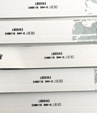 KIT DE LEDS PARA TV HISENSE ORIGINAL 5 PIEZAS / NUMERO DE PARTE 196105 / LB55143 / E469119 / PANEL HD550S1U81-L1(S0)GM\ROH / MODELOS 55R6040E / 55R7E - Imagen 2