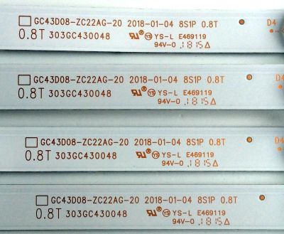 KIT DE LED'S PARA TV (4 PIEZAS) / SAMSUNG 303GC430048 / GC430M16 / GC43D08-ZC22AG-20 PANEL BOEI430WQ1 / MODELO UN43NU6950FXZA BZ01 - Imagen 2