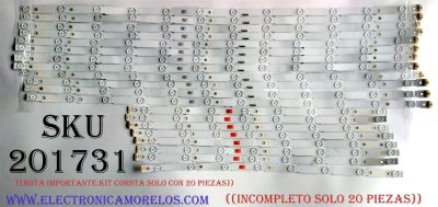 KIT DE LED'S PARA TV ((INCOMPLETO SOLO 20 PIEZAS)) / LB75018 / LB75018 V0_01 / JX75T09006 / 3HDV2HDV2 / PANEL´S T750QVF05.2 / YD8F007DND01B / MODELO XBR-75X900F