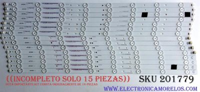 KIT DE LED'S PARA TV ((INCOMPLETO SOLO 15 PIEZAS)) / SHARP IC-C-VZAA65D390A / IC-D-VZAA65D390B / IC-D-VZAA65D390C / 098101022173 / 098101022174 / 098101022175 / F110M9LP45D / MODELO LC-65LE643U