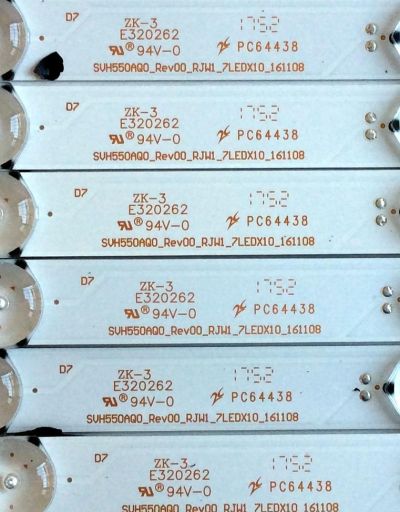 KIT DE LED'S PARA TV (10 PIEZAS) / HISENSE 1179736 / SVH550AQ0 / PC64438 / E320262 / SVH550AQ0_Rev00_RJW1_7LEDX10_161108 / PANEL HD550K3U52\S6\GM\CKD\ROH / MODELO 55H6D - Imagen 3