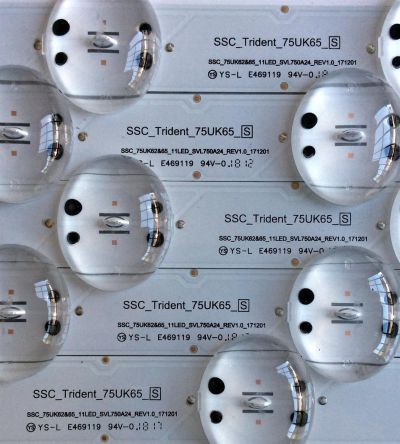 KIT DE LED'S PARA TV (5 PIEZAS) / LG SSC_TRIDENT_75UK65_S / 75UK62&amp;65 / SVL750A24 / 171201 / SSC_75UK62&amp;65_11LED_SVL750A24_REV1.0_171201 / E469119 / PANEL NC750DQE-AAGR1 / MODELOS 75UK6570PUB / 75UK6570PUB.BUSWLOR / 8H1L0029 - Imagen 3