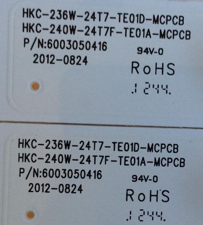 KIT DE LED'S PARA TV (2 PIEZAS) / DIGITREX / 6003050416 / HKC-236W-24T7-TE01D-MCPCB / HKC-240W-24T7F-TE01A-MCPCB / PANEL 6050090001 / MODELO LED24T7TEHM - Imagen 3