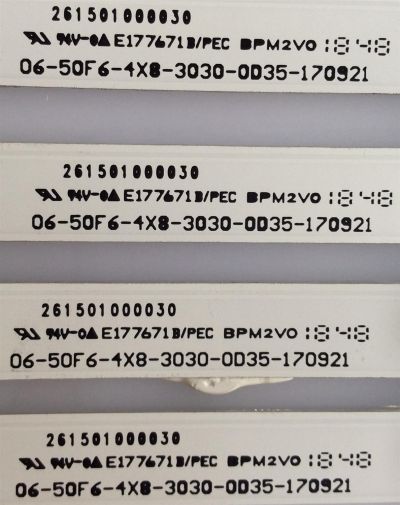 KIT DE LED´S PARA TV ( 4 PIEZAS ) / SCEPTRE / BMP2V0 / 06-50F6-4X8-3030-0D35-170921 / YF-K51M004JL8D-1001 / 261501000030 / 2301050F / MODELO H50 - Imagen 3