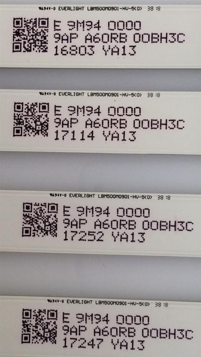 KIT DE LED'S PARA TV (4 PIEZAS) / LBM500M0901-HV-5(0) / 9AP A60RB 00BH3C / E 9M94 0000 / PANEL V500DJ6-D03 / MODELO D50X-G9 - Imagen 2