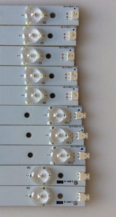 KIT DE LED'S PARA TV (10 PIEZZAS) / VIZIO / 39.0-D510-L-C2 / 39.0-D510-R-C2 / PANEL TPT390J1 HJ1L02 REV:SC1L / MODELO E390-A1  - Imagen 2