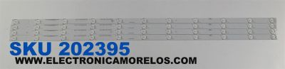 KIT DE LEDS PARA TV ELEMENT ORIGINAL 4 PIEZAS / NUMERO DE PARTE D-CNCF43D599 / 910-430-1001/C003 / 02-L7-V2/20160122 / 4015N16D402L7V2PX0 / PANEL T430-16A-DLED / MODELO ELST4316S