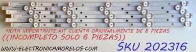 KIT DE LED`S PARA TV / NOTA IMPORTANTE:KIT CUENTA ORIGINALMENTE DE 8 PIEZAS (INCOMPLETO SOLO 6 PIEZAS) / TOSHIBA SVK550AC1 / SVK550AC1_WICOP_Rev04_5LED_20161212 / 5036-A0 / E78030 / 20161212 / K0329T / PANEL K550WDRB / MODELO 55LF621U19 Rev.A