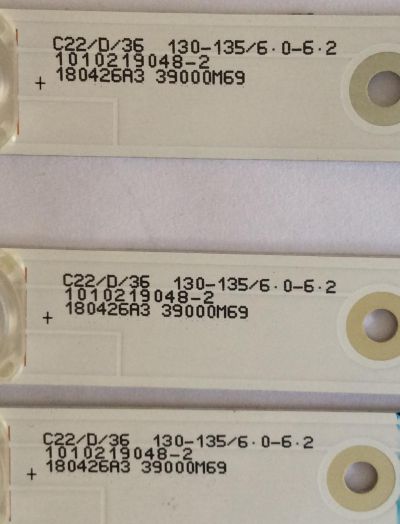 KIT DE LED`S PARA TV (3 PIEZAS) / INSIGNIA 1010219048-2 / LED39D07-ZC23AG-09 / 30339007039 / E493461 / 180426A3 / 39000M69 / C22/D/36 / 130-135/6 / PANEL T390XVN02.0 / MODELO NS-39D310NA19 - Imagen 2