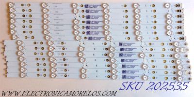 KIT DE LEDS ORIGINAL PARA TV INSIGNIA 14 PIEZAS / NUMERO DE PARTE LBM550P0601 / LBM550P0601-JM-3 / LBM550P0601-JN-4 / 115NAUP39F0F / 210BZ06DL43030M27E / 210BZ06DR43030M27E / PANEL TPT550U1-QVN05.U / MODELO NS-55DR710NA17 / NS-55DR710NA17 REV:C