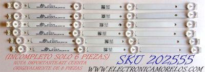 KIT DE LED´S PARA TV / NOTA IMPORTANTE:KIT CUENTA ORIGINALMENTE DE 8 PIEZAS (INCOMPLETO SOLO 6 PIEZAS) /  TOSHIBA SVK430AF1_WICOP_Rev03_4LED_20161125 / E320262 / PC65019 / PC65019B / PANEL´S K430WDRA / K430WDRB / MODELOS 43LF621U19 / 43LF621U19 Rev.A