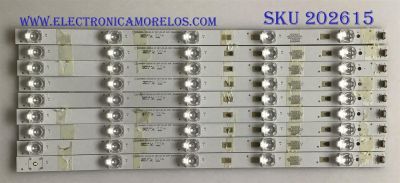 KIT DE LED'S PARA TV JVC (9 PIEZAS) / 30349005201 / LED49D05-ZC23AG-01 / PANEL LSC490FN02-W / MODELOS LT-49MA770 / LT-49MA877