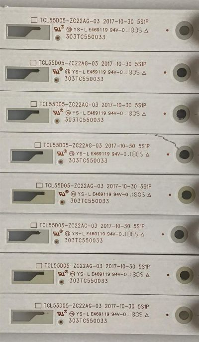 KIT DE LED'S PARA TV INSIGNIA (8 PIEZAS) / 303TC550033 / TCL55D05-ZC22AG-03 / 4C-LB550T-ZC1 / TC550M01 / PANEL LVF550CSDX E13 V1 / MODELO NS-55D510NA19 REV.A - Imagen 3