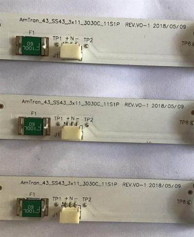KIT DE LED´S PARA TV SAMSUNG (3 PIEZAS) / 0981010DKF01 / AMTRAN_43_SS43_3X11_3030C_11S1P   REV.V0-1 / 0262201CNDM43DA17 / CS-MCPCB-150 / PANEL HV430QUB-N1H / MODELO UN43NU6900FXZA RZ03 - Imagen 3