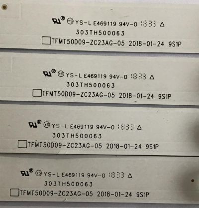 KIT DE LED'S PARA TV WESTINGHOUSE / ELEMENT / (4 PIEZAS) / 303TH500063 / TFMT50D09-ZC23AG-05 / PANEL T500-TTV-DLED / T500-TAF-DLED / CV500U1-T01 REV:01 / MODELOS WE50UT4108 / WD49FB1018 / WD50FB1200 / E4STA5017 E8C6M - Imagen 2