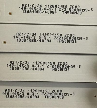 KIT DE LED'S PARA TV WESTINGHOUSE / ELEMENT / (4 PIEZAS) / 303TH500063 / TFMT50D09-ZC23AG-05 / PANEL T500-TTV-DLED / T500-TAF-DLED / CV500U1-T01 REV:01 / MODELOS WE50UT4108 / WD49FB1018 / WD50FB1200 / E4STA5017 E8C6M - Imagen 4