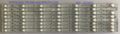KIT DE LED'S PARA TV TCL ( 8 PIEZAS ) / TCL-55D8-3030F2 / YHE-4C-LB5507-YH10J / 1-8X7-LX20190404 / PANEL LVU550NEBL / MODELO 55S525