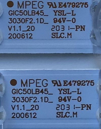 KIT DE LEDS PARA TV TCL ORIGINAL 2 PIEZAS / NUMERO DE PARTE GIC50LB45 / GIC50LB45_3030F2.1D_V1.1_200612 / 4C-LB5013-ZM06J / PANEL LVU500NDEL / MODELO 50S434 / 50S433 - Imagen 2