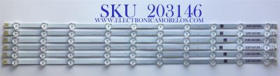 KIT DE LED'S PARA TV SANYO  (6 PIEZAS) / NUMERO DE PARTE  UDULEDEVL008 / LBM650M1001-IN-1(HF)(O) / UDULEDEVL008 REV.A / E466169  XY-M / PANEL HV650QUB-N9E / MODELO FW65R70F   A
