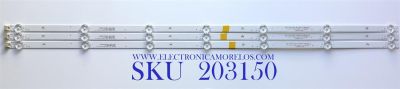 KIT DE LED'S PARA TV ELEMENT (3 PIEZAS) / NUMERO DE PARTE  303WY390042 / 0Y39D07-ZC22AG-04 / 532WY390M12 / E469119 / PANEL CN385CN7520 / MODELO ELSW3917BF
