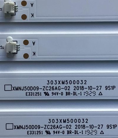 KIT DE LEDS PARA TV ATVIO ORIGINAL 4 PIEZAS / NUMERO DE PARTE 303XM500032 / XMNJ50D09-ZC26AG-02 / 2010055721-1 / 532WY500M05 / 190727AFS / E331251 / PANEL LS500PU1L03 / MODELO ATV5017ILED - Imagen 2