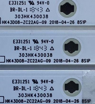KIT DE LED'S PARA TV POLAROID (3 PIEZAS) / NUMERO DE PARTE 303HK430038 / HK43D08-ZC22AG-09 / BMTC/HK430M05 / E331251 / 2010048103-2 / 181107A8 / 230101009760 / PANEL PT430CT01 / MODELO PTV4317ILED - Imagen 4