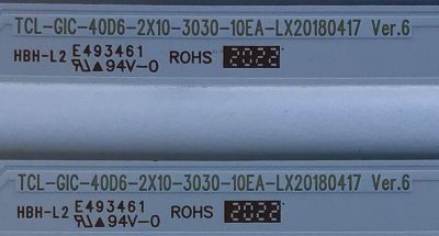 KIT DE LED'S PARA TV TCL ((2 PIEZAS)) / NUMERO DE PARTE TCL-GIC-40D6-2X10-3030 / TCL-GIC-40D6-2X10-3030-10EA-LX20180417 / 4C-LB4010-YH / PANEL LVF395NDEL MD9W06 / MODELOS 40S325 / 40S325LAAA / 40S325LACA / 40S325TACA / 40S325MACA / 40S330 / 40FE5606 - Imagen 3
