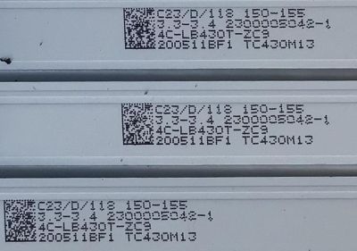 KIT DE LED'S PARA TV HITACHI (3 PIEZAS) / NUMERO DE PARTE  303TC430040 / TCL43D07-ZC62AG-03 / 4C-LB430T-ZC9 / TC430M13 / 200511BF1 / PANEL LVF430PADX E0090 / MODELO 43D33 - Imagen 4