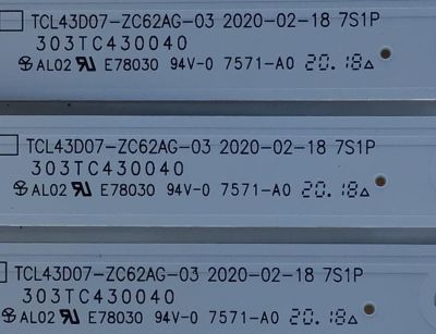 KIT DE LED'S PARA TV HITACHI (3 PIEZAS) / NUMERO DE PARTE  303TC430040 / TCL43D07-ZC62AG-03 / 4C-LB430T-ZC9 / TC430M13 / 200511BF1 / PANEL LVF430PADX E0090 / MODELO 43D33 - Imagen 3