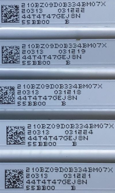 KIT DE LED'S PARA TV (5 PIEZAS) / NUMERO DE PARTE LB-DM3030-GJD3X555X9GB00-S / 210BZ09D0B334BM07X / 44T4T47GEJ8N / 55BB00 / PANEL TPT550U1-QVN05.U / MODELO NS-55710NA21 - Imagen 2