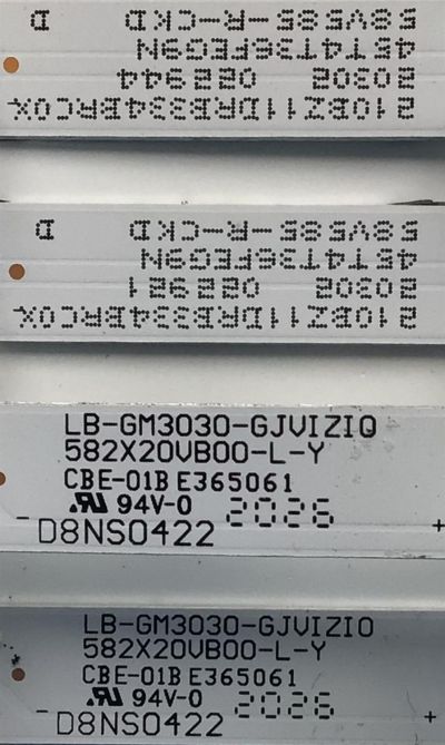 KIT DE LED'S PARA TV VIZIO (4 PIEZAS) / NUMERO DE PARTE  LB-GM3030-GJVIZIO582X20VB00 / LB-GM3030-GJVIZIO582X20VB00-R-Y / LB-GM3030-GJVIZIO582X20VB00-L-Y / 210BZ11DRB334 / 58V585-R-CKD /58V585-L-CKD PANEL TPT580B5 / MODELO V585-H11 - Imagen 3