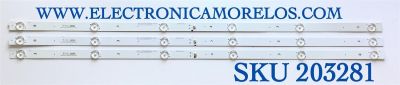 KIT DE LED'S PARA TV ELEMENT (3 PIEZAS) / NUMERO DE PARTE CRH-K38.53030T030675W / CRH-K38.53030T030675W-REV1.6W / M01Y158J26PQR1780K / 208708.2 / PANEL CN385CN7520 / MODELO ELSW3917BF