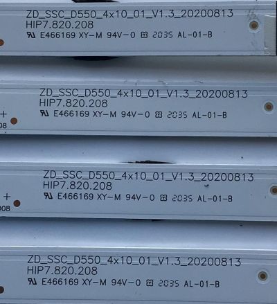 KIT DE LEDS PARA TV HISENSE ORIGINAL 4 PIEZAS / NUMERO DE PARTE SVH550FA1 / HD550Y1U72-T0L2 / 1246021 / 1246709 / HIP7.820.208 / 2021031901 / 2020081301 / ZD_SSC_D550_4X10_01 / PANEL HD55 / MODELO 55R6G / 55A6G / 55R6095G5 / 55R6070G / 55C350KU / 55A65GV - Imagen 4