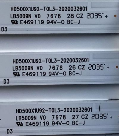 KIT DE LED'S PARA TV HISENSE (3 PIEZAS) / NUMERO DE PARTE LB5009N / LB5009N V0 / HD500X1U92-T0L3-2020032601 / PANEL HD500X1U92-T0L3/S0/GM/R0H / MODELO 50R6090G5 - Imagen 4