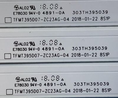 KIT DE LED'S PARA TV ELEMENT (3 PIEZAS) / NUMERO DE PARTE 303TH395039 / TFMT395D07-ZC23AG-04 / TH395M08 / PANEL T395-T6F-DLED / MODELO E25W3918 - Imagen 3