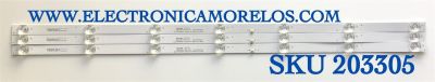 KIT DE LED'S PARA TV ELEMENT (3 PIEZAS) / NUMERO DE PARTE 303TH395039 / TFMT395D07-ZC23AG-04 / TH395M08 / PANEL T395-T6F-DLED / MODELO E25W3918
