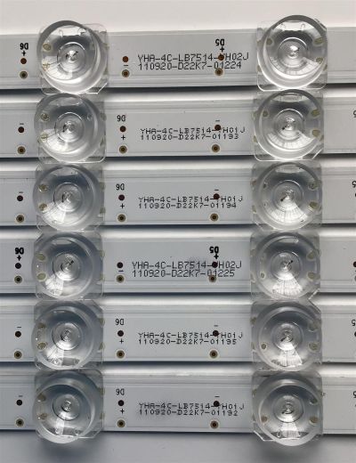 KIT DE LEDS ORIGINAL PARA TV TCL 6 PIEZAS / NUMERO DE PARTE TCL-75F8-3030FC / TCL-75F8-3030FC-A-LX20200601 VER.3 / TCL-75F8-3030FC-B-LX20200601 VER.3 / YHA-4CLB7514-YH / PANEL LVU750NDEL-CD9W03 V2 / MODELO 75S431 / 75S434 - Imagen 5
