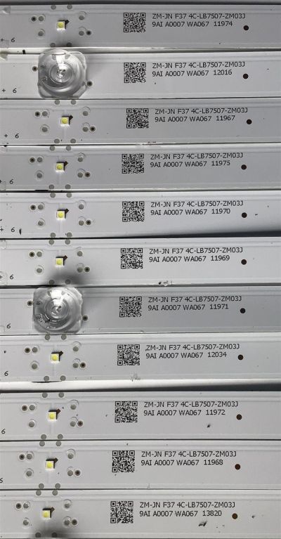 KIT DE LED'S PARA TV TCL (12 PIEZAS) / NUMERO DE PARTE GIC75LB08 / GIC75LB08_3030F2.1D_V1.1_20181016 / 4C-LB7507-ZM03J / E466169 / PANEL  LVU750NDBL-CD9W04 / MODELOS 75S425 / 75S421 / 75S423 / 75S425LACA / 75S425LBCA / 75S425LGBA - Imagen 2