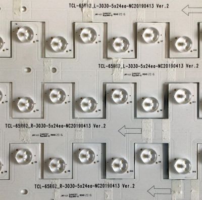 KIT DE LED'S PARA TV TCL (10 PIEZAS) / NUMERO DE PARTE YHF-4C-LB6524-YH / TCL-65R62_L-3030-5X24ea_NC20190413 VER.2 /  YHF-4C-LB6524-YH03J / PANEL LVU650NDBL  CD9W04 / MODELOS 65R625 / 65R625 LDAA - Imagen 3