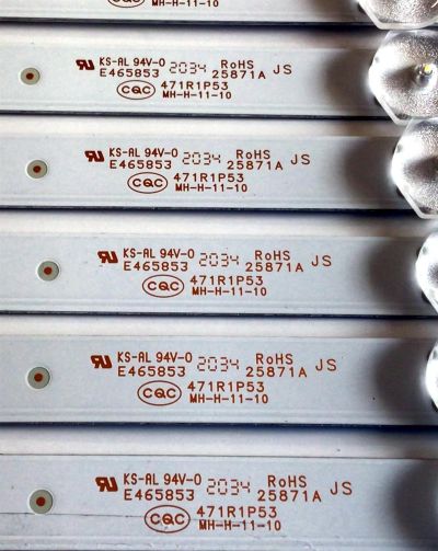 KIT DE LEDS PARA TV TOSHIBA ORIGINAL 9 PIEZAS / NUMERO DE PARTE K500WDC2 A4 / 4708-K50WDC-A4113N01 / 471R1P53 / 1109X5-500R4021 / K500WDCRA 20C398 / ROHS 25871A / PANEL T500QVN03.7 / MODELO 50LF621U21 / PN50951-22U - Imagen 3