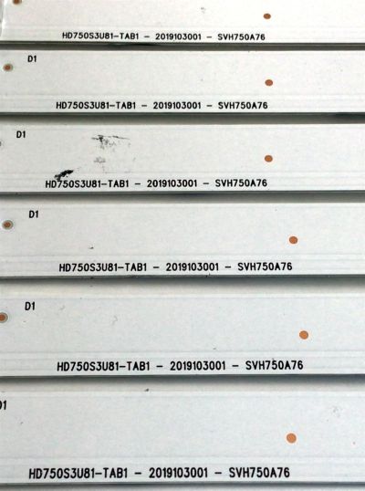 KIT DE LED'S PARA TV HISENSE (14 PIEZAS) / NUMERO DE PARTE SVH750A76 / CRH-BX75S3U813030T14069B8-REV1.3 / HD750S3U81-TAB1 / LE486558 / 2019103001 / PANEL HD750S3U72-TAB1\S2\GM\ROH / HV750QUB-F90 MODELOS 75H6570G / 75R6E3 - Imagen 3
