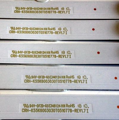 KIT DE LED'S PARA TV ELEMENT (5 PIEZAS) / NUMERO DE PARTE K55K6003030T0510778 / CRH-K55K6003030T0510778-REV1.7 I / M14Y158J25VCAJ83LK / 8149010655073 / PANEL CN550CN7211 / MODELOS E4SFT5517 / E4SFT5517 C8B0M - Imagen 2
