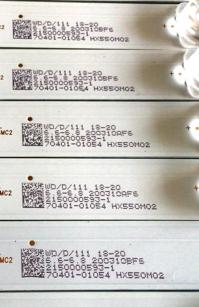 KIT DE LED'S PARA TV VIZIO (10 PIEZAS) / NUMERO PARTE 303HX550001 / HFSX55D07-ZC46AG-02 / HX550M02 / 70401-01054 / PANEL'S HV550QUB-H10 / BOEI550WU1 / MODELOS M556-G4 / M556-G4  LBNFQNAV / LBPFQNBV - Imagen 2