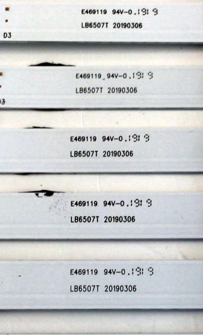 KIT DE LED'S PARA TV HISENSE (10 PIEZAS) NUMERO DE PARTE LB6507T / LB6507T 20190306 / 1209605 / HE6595M / E469119  94V-0 / PANEL HD650S1U71-K1/S0/GM/ROH / MODELO 65RGE1 - Imagen 2